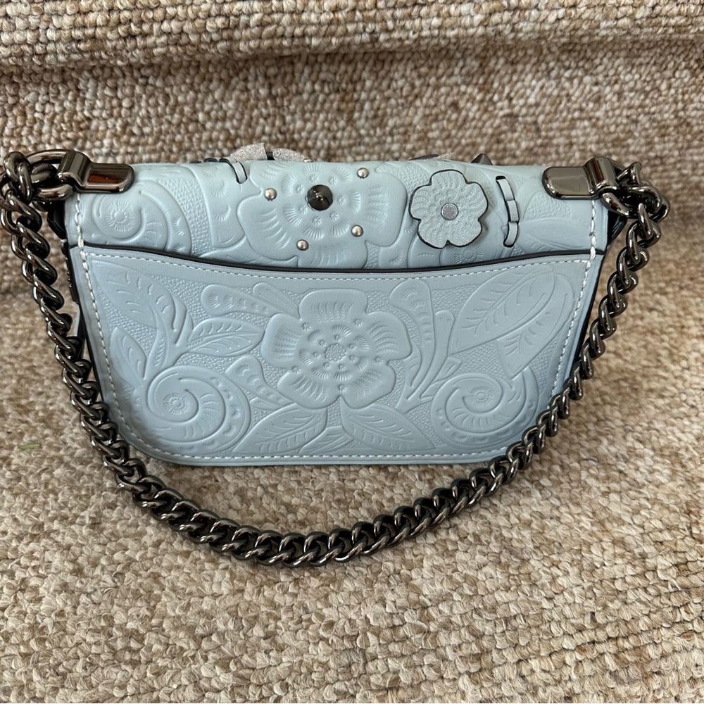 Coach Swagger 20 Tea Rose shoulder bag 2way blue floral feminine NEW - Picture 4 of 12